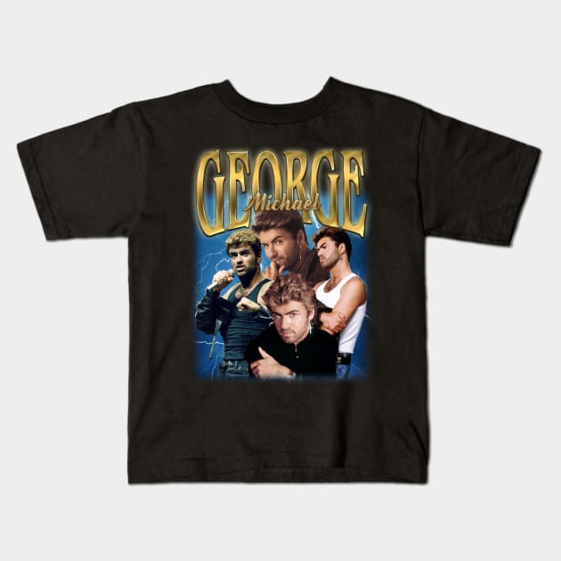 RETRO VINTAGE GEORGE MICHAEL 90S BOOTLEG STYLE Kids T-Shirt by Archer Expressionism Style